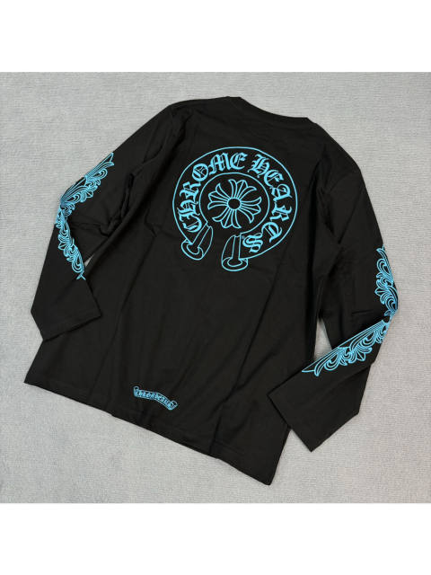 1:1 quality CH Blue horseshoe flower arm long sleeve T-shirt