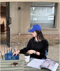 1:1 quality CH Blue Letter Print Long Sleeve T-Shirt