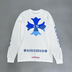 1:1 quality CH Gradual change blue cross long sleeve T-Shirt