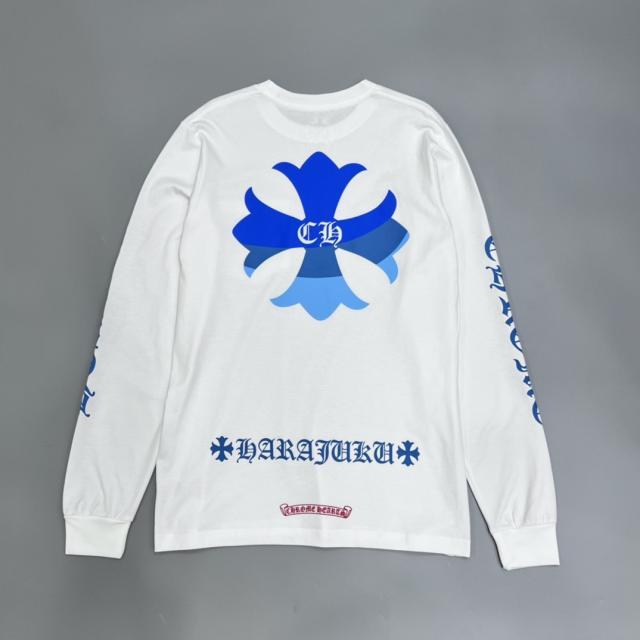 1:1 quality CH Gradual change blue cross long sleeve T-Shirt