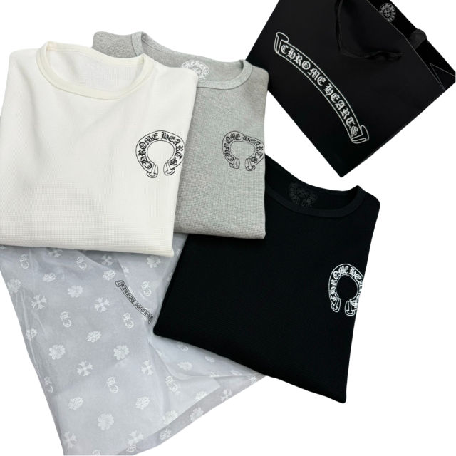 1:1 quality CH Waffle Fabric Printed Long Sleeve T-Shirt 3 colors
