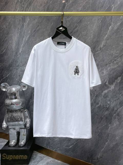 1:1 quality CH Horseshoe Sanskrit Handmade Button Cross Patch Embroidered Tee 2 colors
