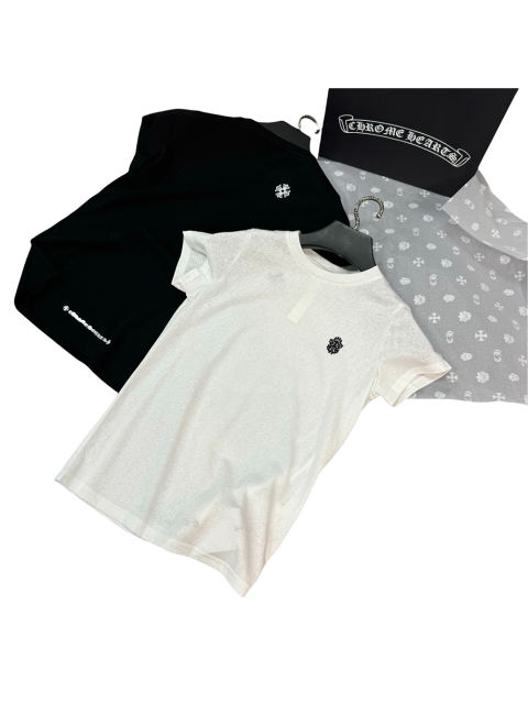 1:1 quality CH Treasure Sword Letter Embroidered Tee 2 colors for girls