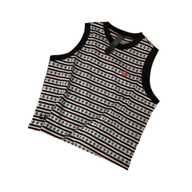 1:1 quality CH Embroidered Sword Stripe Short Sleeve Vest 3 colors for girls