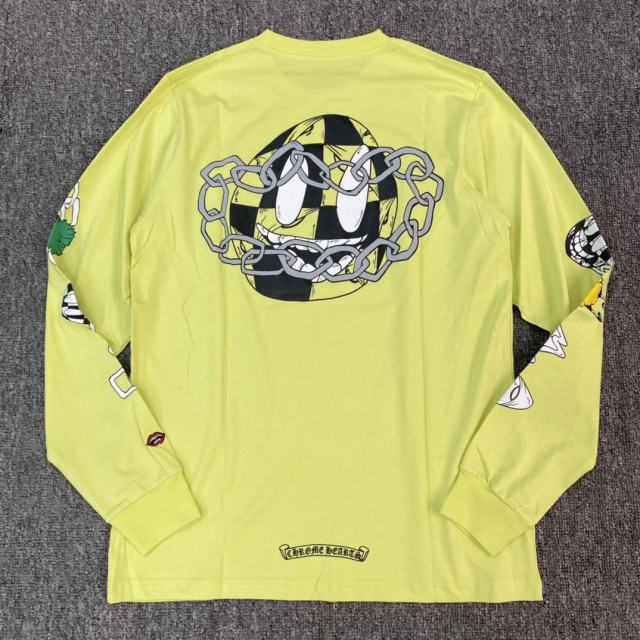 1:1 quality CH Apple Green Graffiti Print Long Sleeve T-Shirt