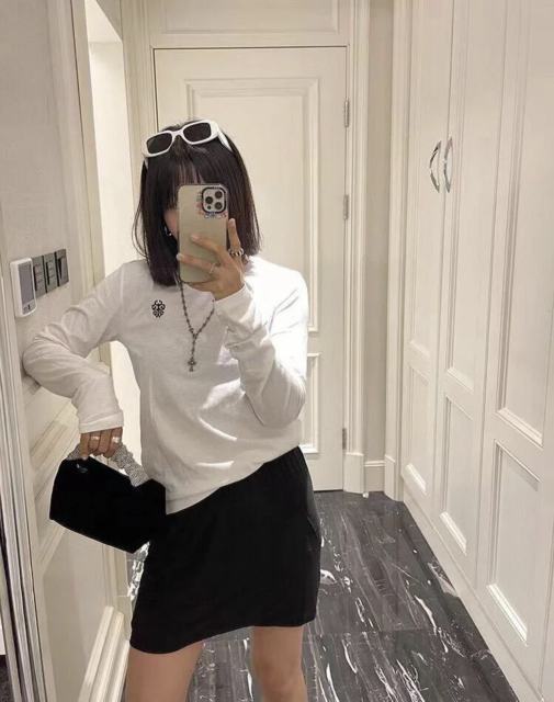1:1 quality CH Embroidered Long Sleeve T-shirt for girls