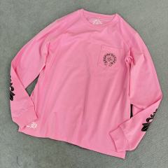 1:1 quality CH Pink Big Horseshoe Sanskrit Letter Sleeve Arm Cross Long Sleeve T-shirt