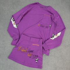 1:1 quality CH Graffiti Collection Purple Long Sleeve T-Shirt & skirt set
