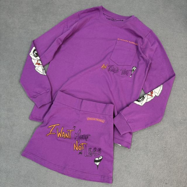 1:1 quality CH Graffiti Collection Purple Long Sleeve T-Shirt & skirt set
