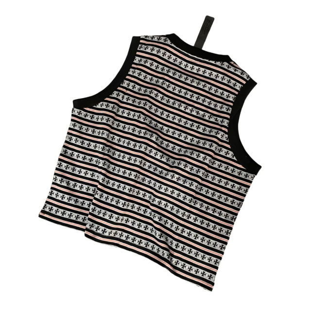 1:1 quality CH Embroidered Sword Stripe Short Sleeve Vest 3 colors for girls