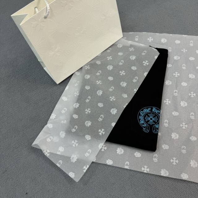 1:1 quality CH Blue horseshoe flower arm long sleeve T-shirt