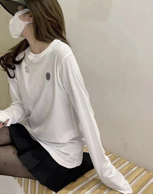 1:1 quality CH Embroidered Long Sleeve T-shirt for girls