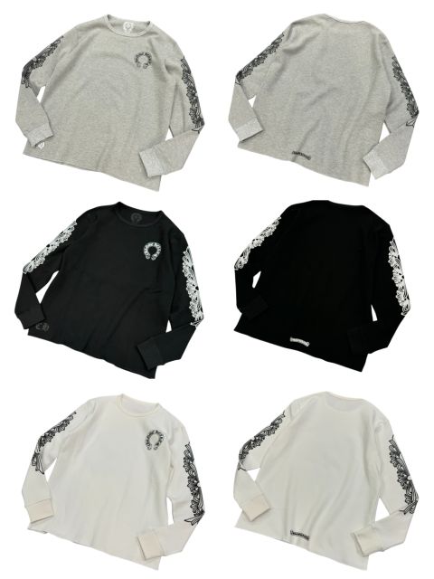 1:1 quality CH Waffle Fabric Printed Long Sleeve T-Shirt 3 colors