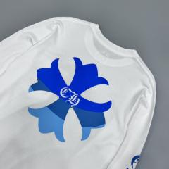 1:1 quality CH Gradual change blue cross long sleeve T-Shirt