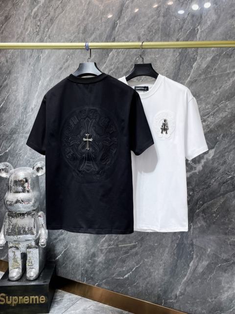 1:1 quality CH Horseshoe Sanskrit Handmade Button Cross Patch Embroidered Tee 2 colors