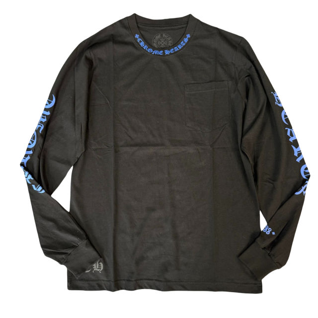 1:1 quality CH Blue Letter Print Long Sleeve T-Shirt