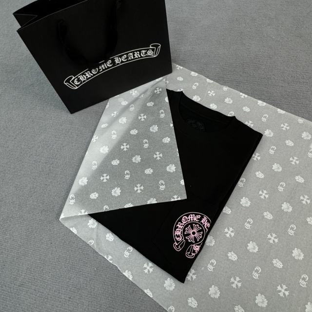 1:1 quality CH Pink Horseshoe Letter Print Tee