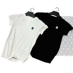 1:1 quality CH Treasure Sword Letter Embroidered Tee 2 colors for girls