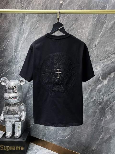 1:1 quality CH Horseshoe Sanskrit Handmade Button Cross Patch Embroidered Tee 2 colors