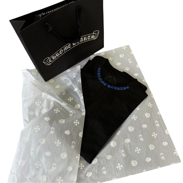 1:1 quality CH Blue Letter Print Long Sleeve T-Shirt