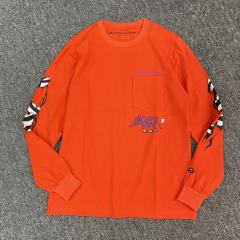 1:1 quality CH Pocket Spark Letters Sweatshirt Red Color long sleeve T-shirt