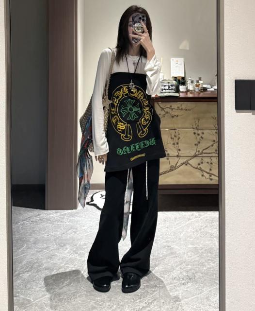 1:1 quality CH Beijing Anniversary Limited Yellow and Green Letter Print Tee