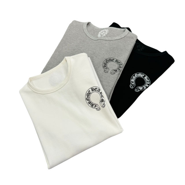 1:1 quality CH Waffle Fabric Printed Long Sleeve T-Shirt 3 colors
