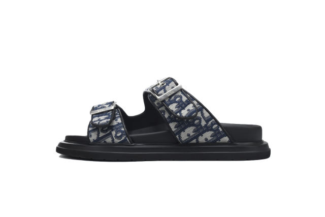 D AQUA SANDAL Beige Blue Dior Oblique Jacquard