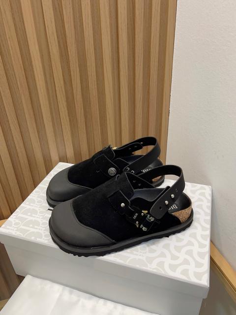 1:1 quality version Birkenst0ck half wrapped chamois sandals black grey