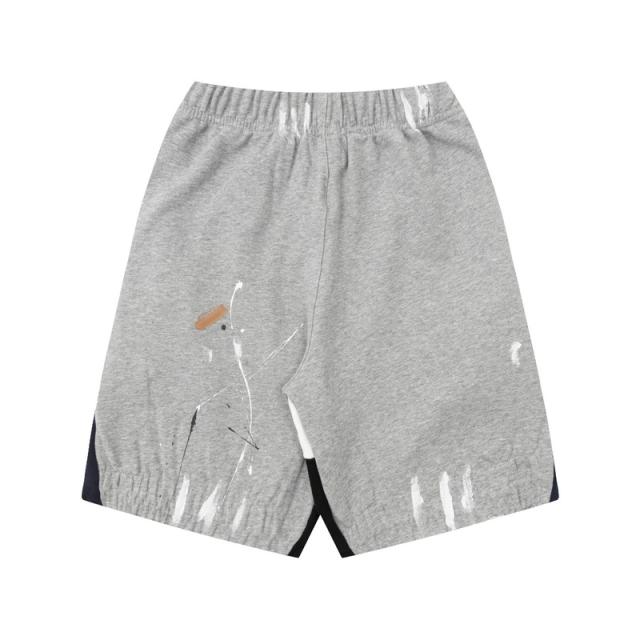 Graffiti crayon splashing ink patchwork shorts