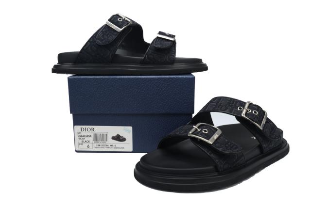 D AQUA SANDAL All Black Dior Oblique Jacquard