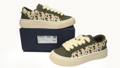 D Sneaker Khaki Smooth Calfskin Oblique Raised Embroidery 3SN303ZYQ_H681