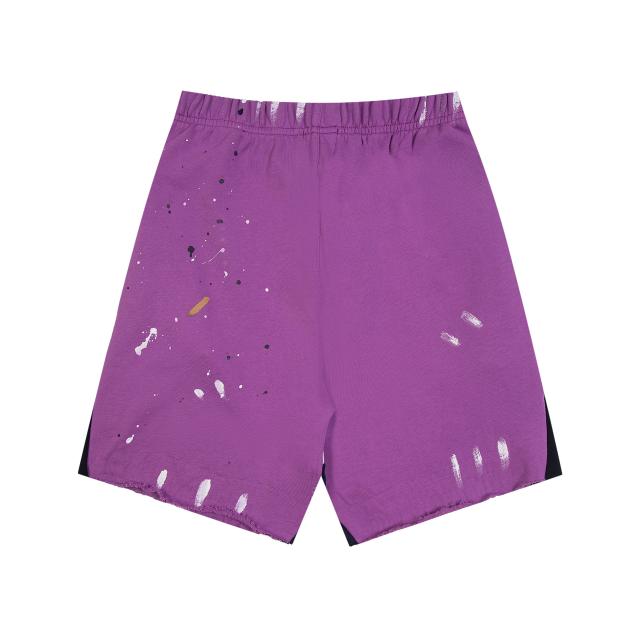 Graffiti crayon splashing ink patchwork shorts