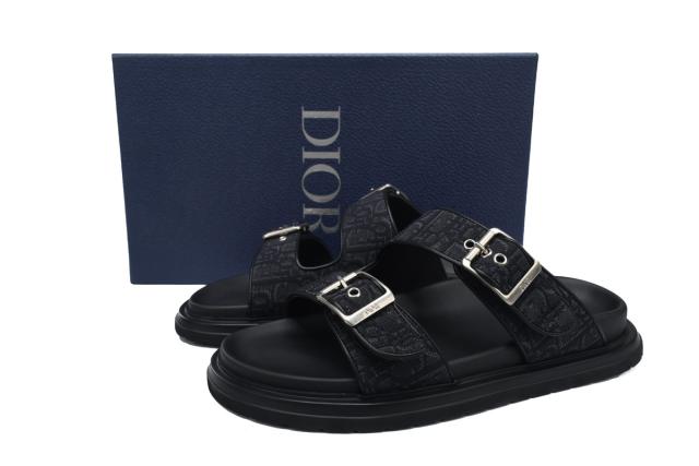 D AQUA SANDAL All Black Dior Oblique Jacquard