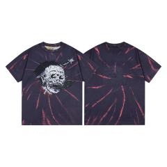 Retro ghost face tie-dye washed printed tee