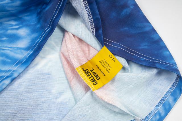 Retro blue and orange tie-dyed colorful washed printed tee
