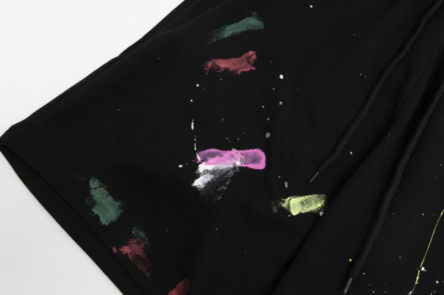 Colored chalk ink splash drawstring shorts