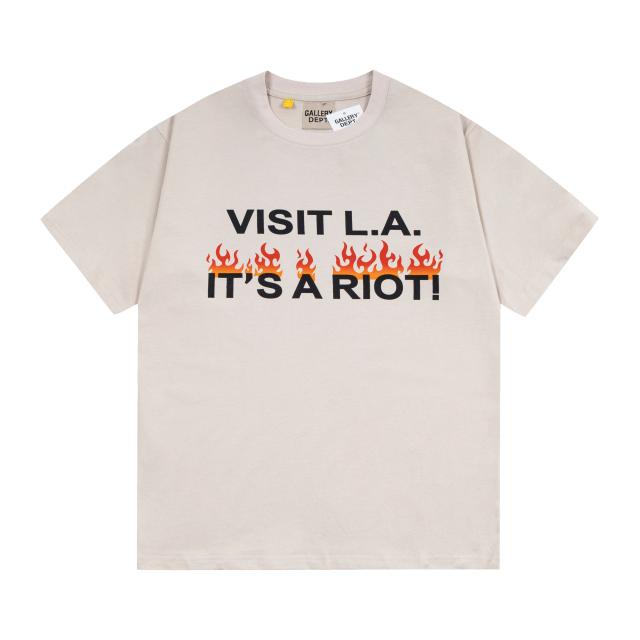 Retro embossed logo flame washed printed tee