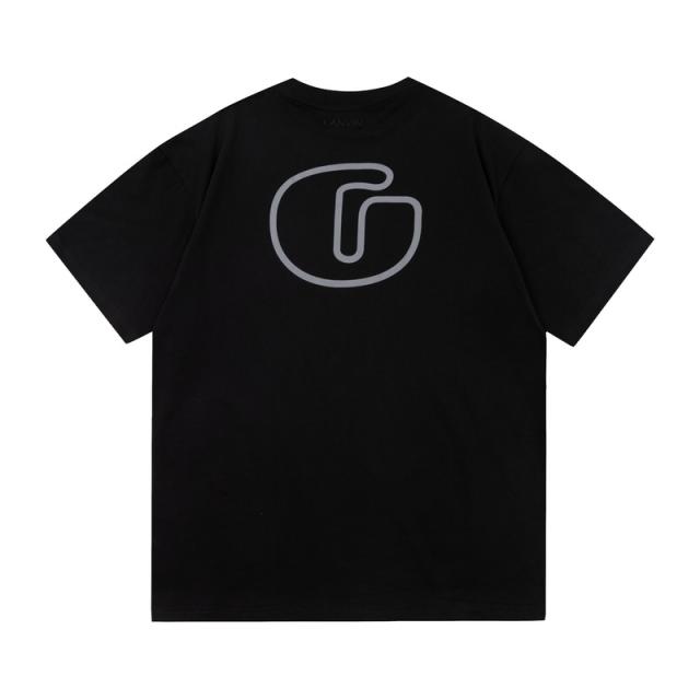Retro overlapping floating grey label Washed Print tee