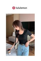 Lulu Threaded U Neck tee for girls【one pack 3 pieces】