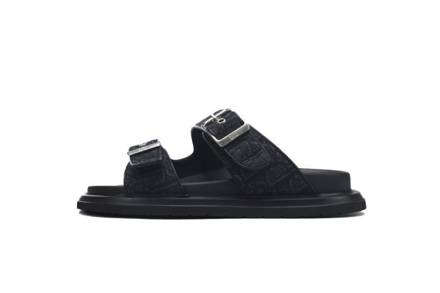 D AQUA SANDAL All Black Dior Oblique Jacquard
