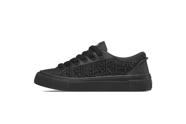 D Sneaker Black Smooth Calfskin Oblique Raised Embroidery 3SN303ZYQ_H900