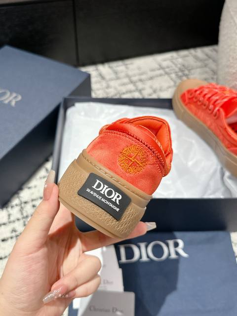 1:1 quality version  Di0r x St0ne isl@nd Electric embroidered letters lace-up casual board shoes 6 colors