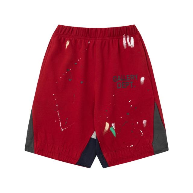 Graffiti crayon splashing ink patchwork shorts