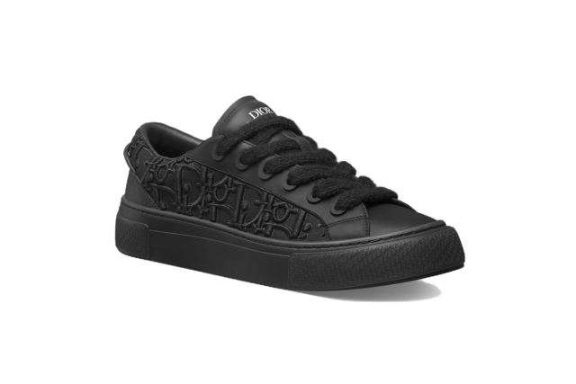 D Sneaker Black Smooth Calfskin Oblique Raised Embroidery 3SN303ZYQ_H900