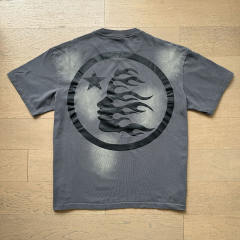 Black and Yellow Logo Washed Gray Tee