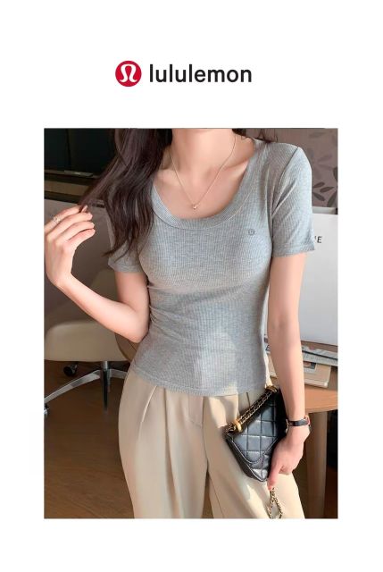 Lulu Threaded U Neck tee for girls【one pack 3 pieces】