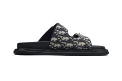 D AQUA SANDAL Slides Beige Black Dior Oblique Jacquard 3SA115ZSA_H561