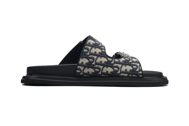 D AQUA SANDAL Slides Beige Black Dior Oblique Jacquard 3SA115ZSA_H561