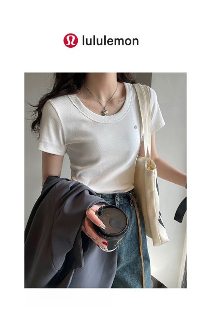 Lulu Threaded U Neck tee for girls【one pack 3 pieces】